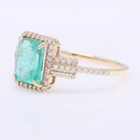 1.42 Ct Octagon Step Cut Natural Emerald 14K Gold Ring