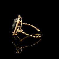 3.77 Ct Oval Mixed Cut Lab Grown Sapphire 14K Gold Ring