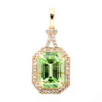 4.89 Ct Octagon Step Cut Natural Peridot 14K Gold Pendant