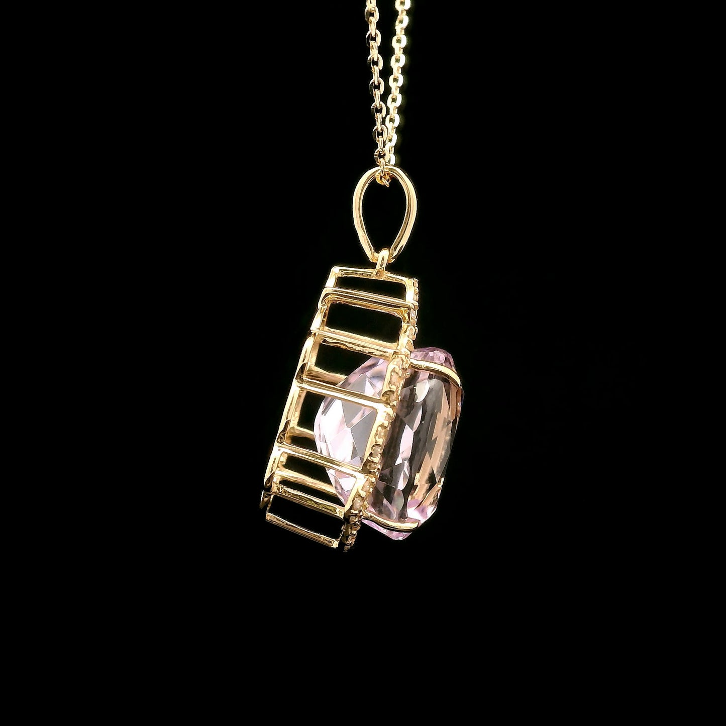 7.87 Ct Oval Kunzite 14K Gold Pendant