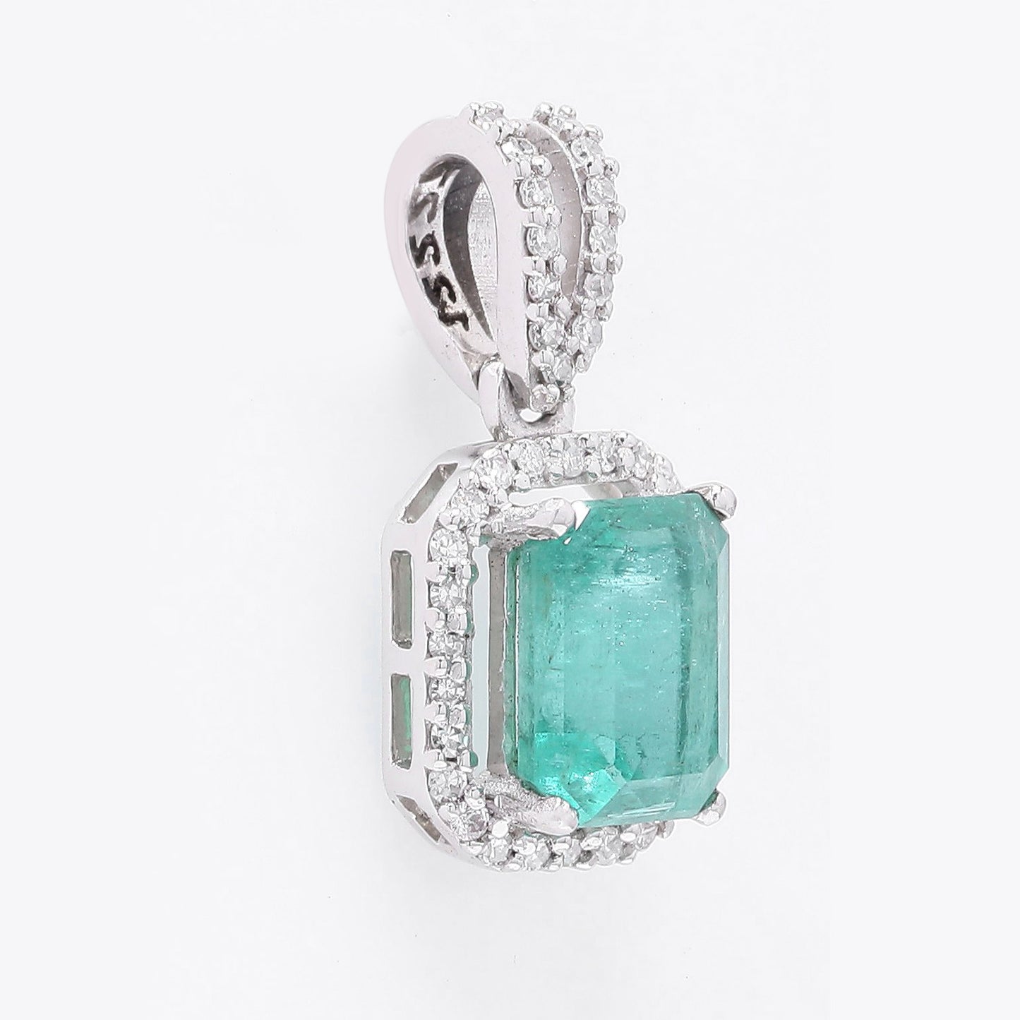 1.21 Ct Octagon Step Cut Natural Emerald 950 Platinum Pendant