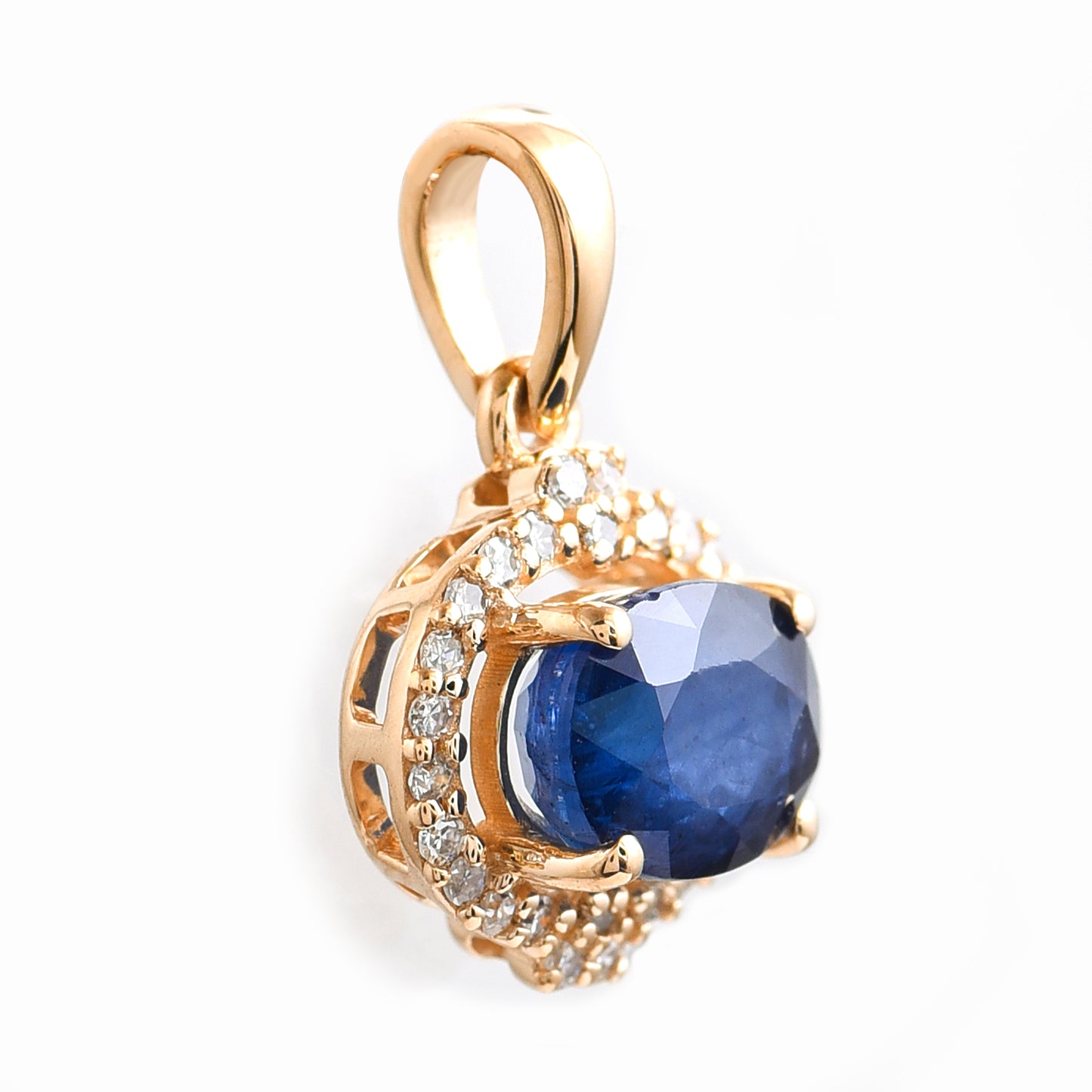 1.37 Ct Oval Sapphire 14K Gold Pendant