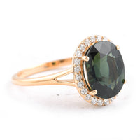 4.52 Ct Oval Green Sapphire 18K Gold Ring