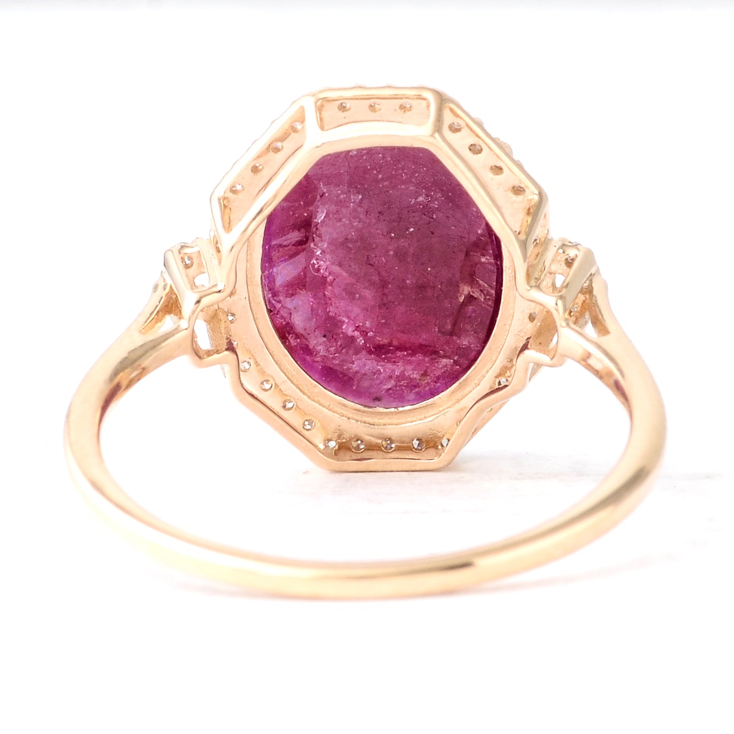 3.37 Ct Oval Mixed Cut Natural Corundum Ruby 14K Gold Ring