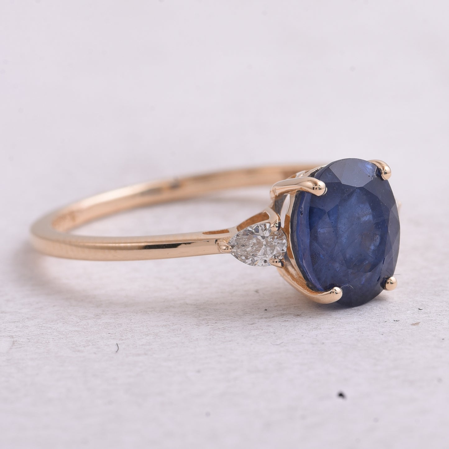 2.41 Ct Oval Mixed Cut Natural Sapphire 14K Gold Ring