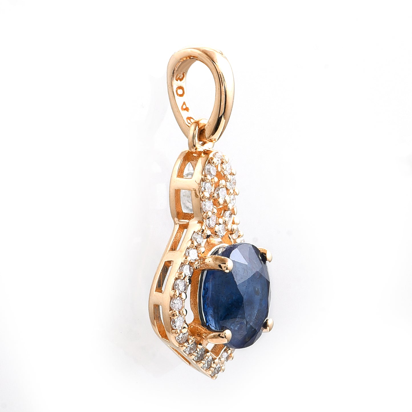 1.28 Ct Oval Mixed Cut Natural Sapphire 14K Gold Pendant
