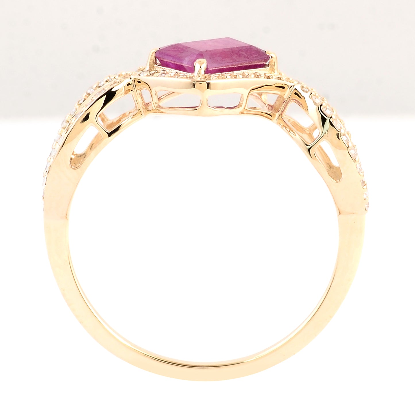 1.23 Ct Emerald Cut Natural Corundum Ruby 14K Gold Ring