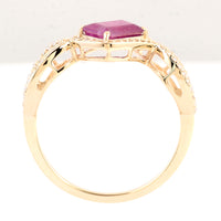 1.23 Ct Emerald Cut Natural Corundum Ruby 14K Gold Ring
