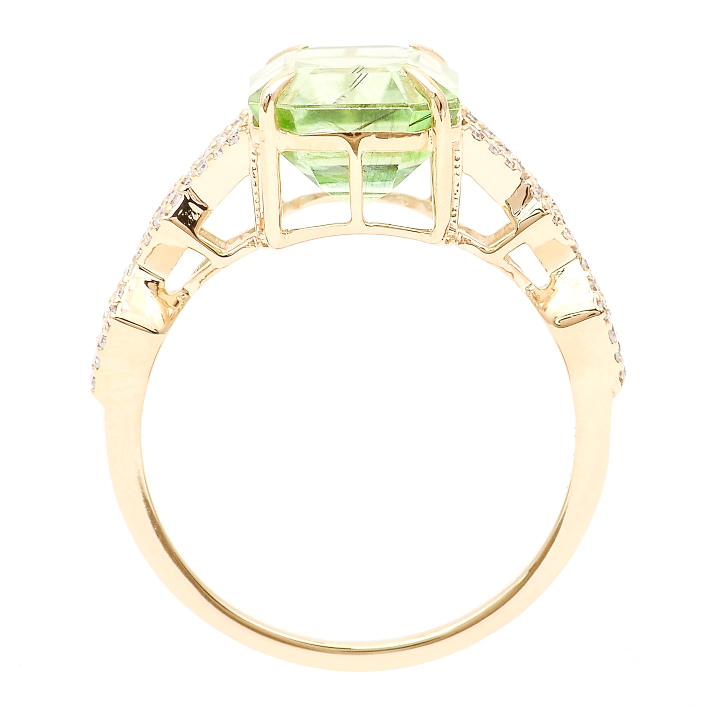 4.29 Ct Octagon Natural Eridot 14K Gold Ring