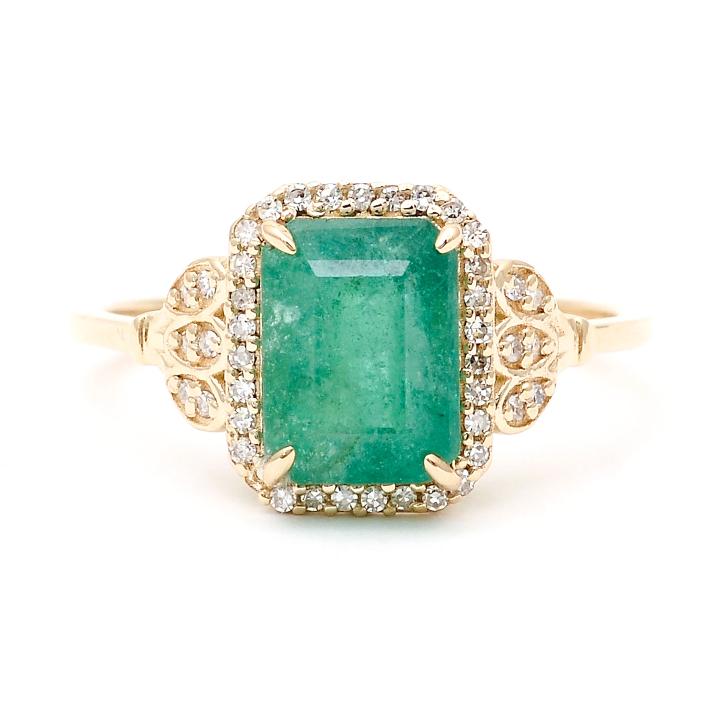 2.61 Ct Octagon Natural Emerald 14K Gold Ring