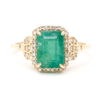 2.61 Ct Octagon Natural Emerald 14K Gold Ring