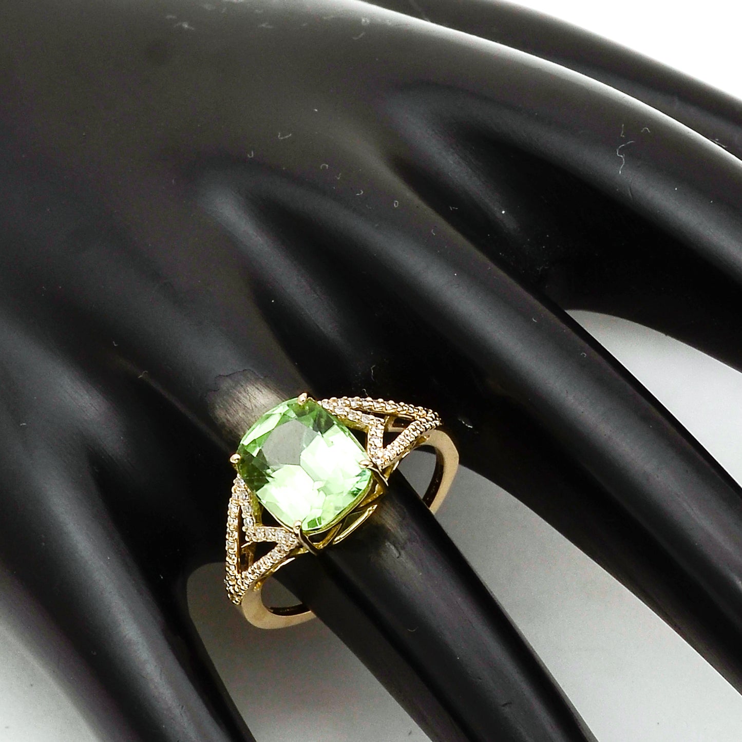 4.10 Ct Cushion Natural Eridot 14K Gold Ring