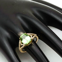 4.10 Ct Cushion Natural Eridot 14K Gold Ring