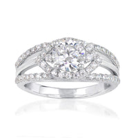 1.55 ct. t.w. Moissanite Evil Eye Ring in Sterling Silver. Size 5