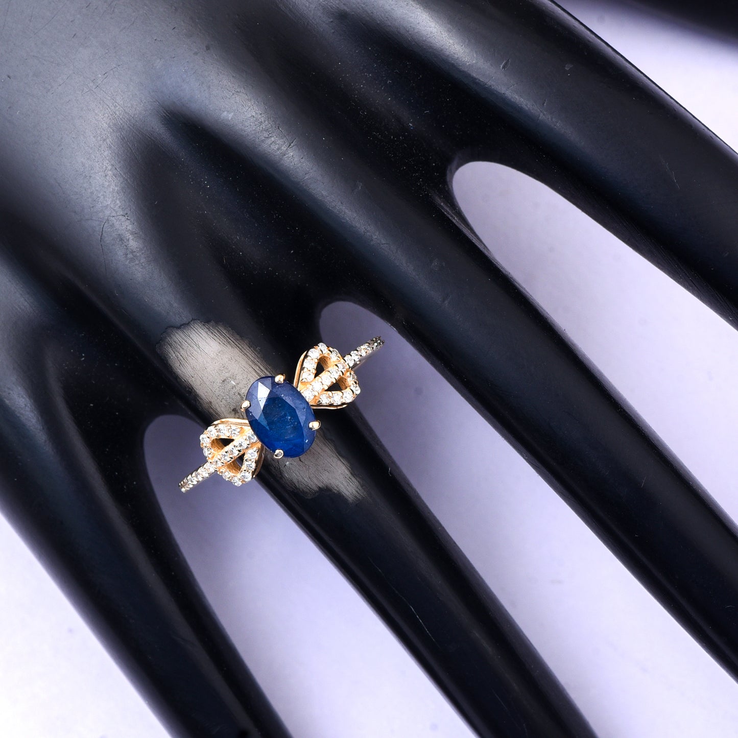 1.43 Ct Oval Mixed Cut Natural Sapphire 14K Gold Ring