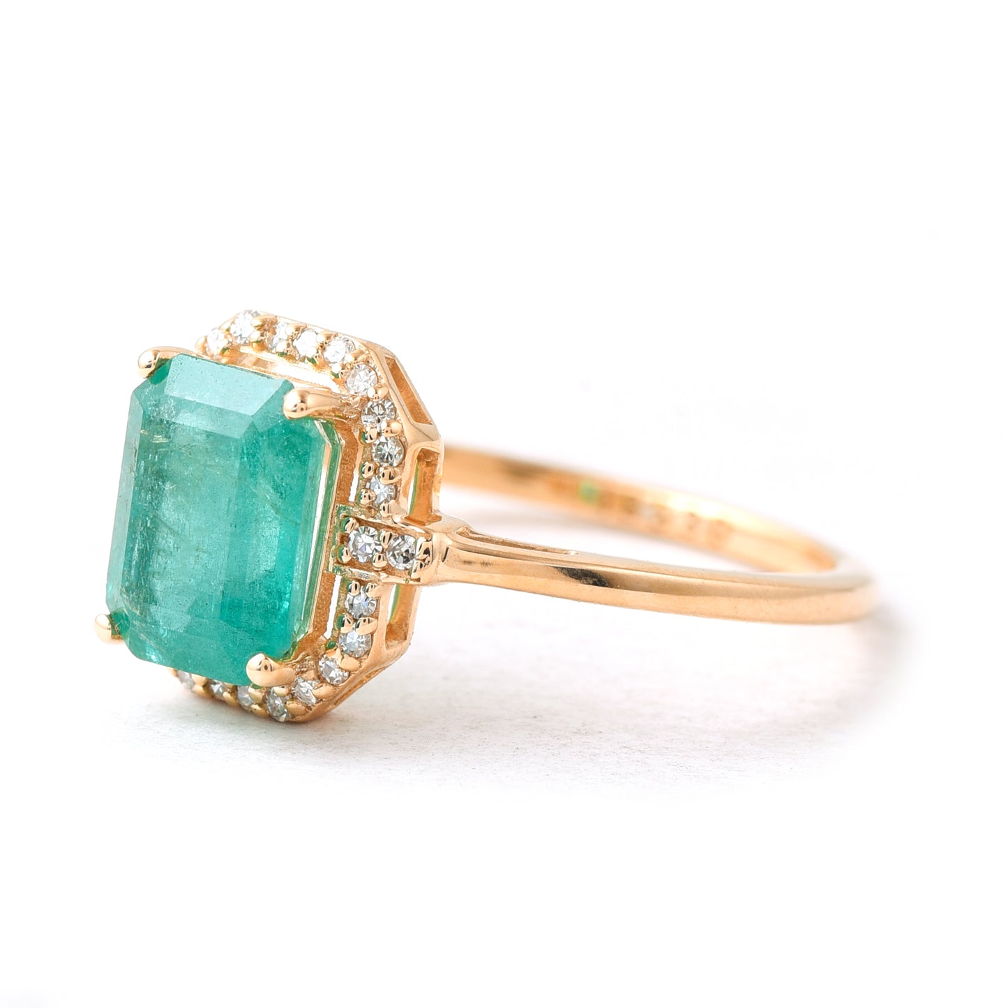 1.77 Ct Octagon Step Cut Natural Emerald 14K Gold Ring