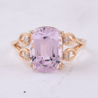 5.48 Ct Cushion Natural Kunzite 14K Gold Ring