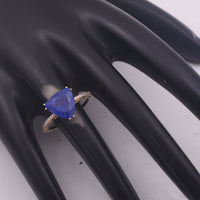 4.51 Ct Triangle Mixed Cut Natural Tanzanite 14K Gold Ring