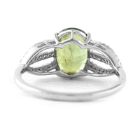 2.92 Ct Oval Mixed Cut Natural Green Sapphire 950 Platinum Ring