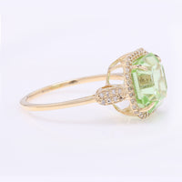 4.75 Ct Octagon Step Cut Natural Peridot 14K Gold Ring