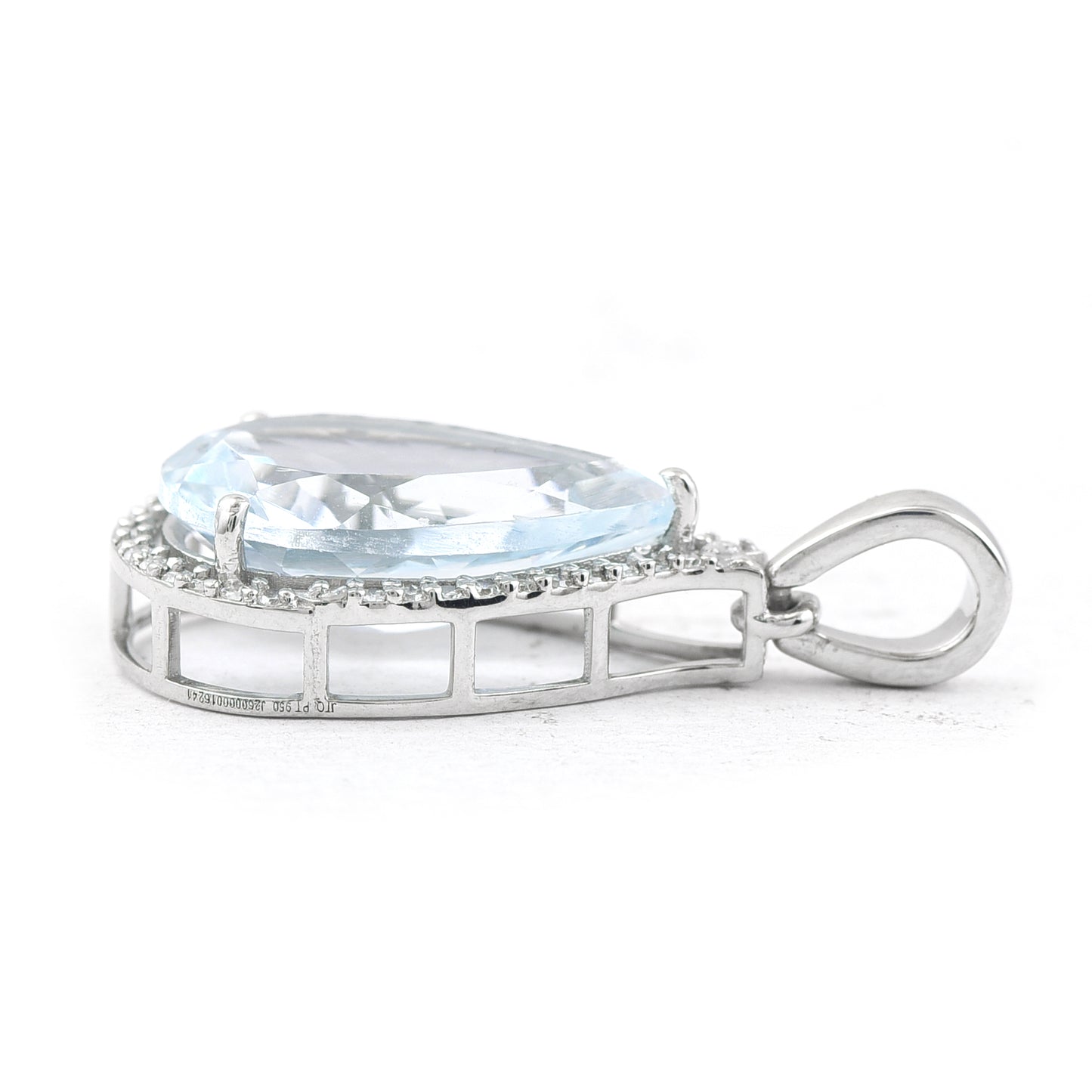 3.59 Ct Pear Mixed Cut Natural Aquamarine 950 Platinum Pendant