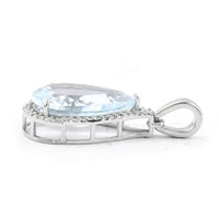 3.59 Ct Pear Mixed Cut Natural Aquamarine 950 Platinum Pendant