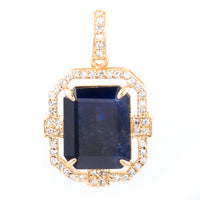 3.84 Ct Octagon Natural Sapphire 14K Gold Pendant