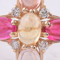 2.75 Ct Oval Natural Multi Coloured Tourmaline 14K Gold Ring
