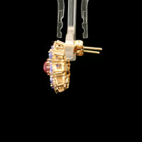 4.19 Ct Round Multi Tourmaline 14K Gold Earrings