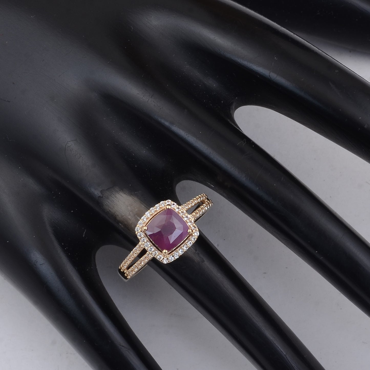 2.15 Ct Cushion Fancy Sapphire 9K Gold Ring