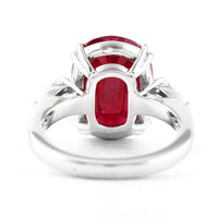 6.97 Ct Oval Cut Natural Corundum Ruby 950 Platinum Ring