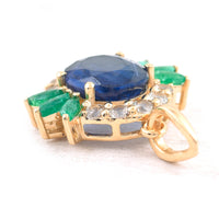 2.12 Ct Oval Mixed Cut Natural Sapphire 14K Gold Pendant