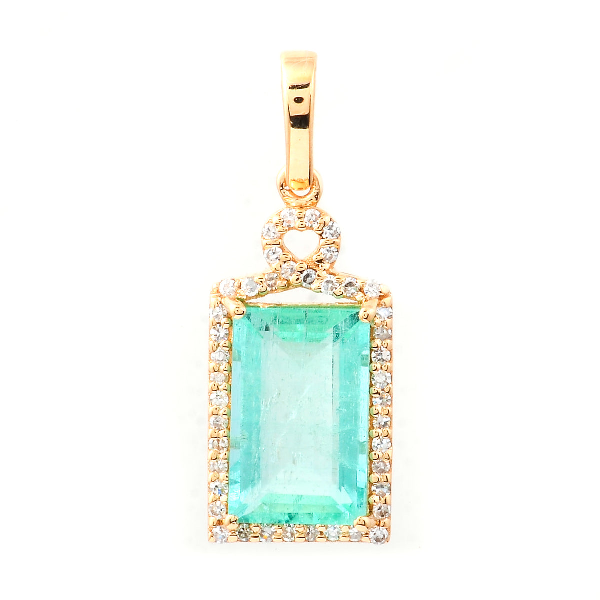 2.24 Ct Octagon Step Cut Natural Emerald 14K Gold Pendant