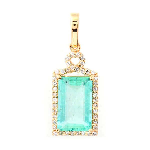 2.24 Ct Octagon Step Cut Natural Emerald 14K Gold Pendant