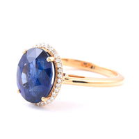 5.37 Ct Oval Blue Sapphire 18K Gold Ring