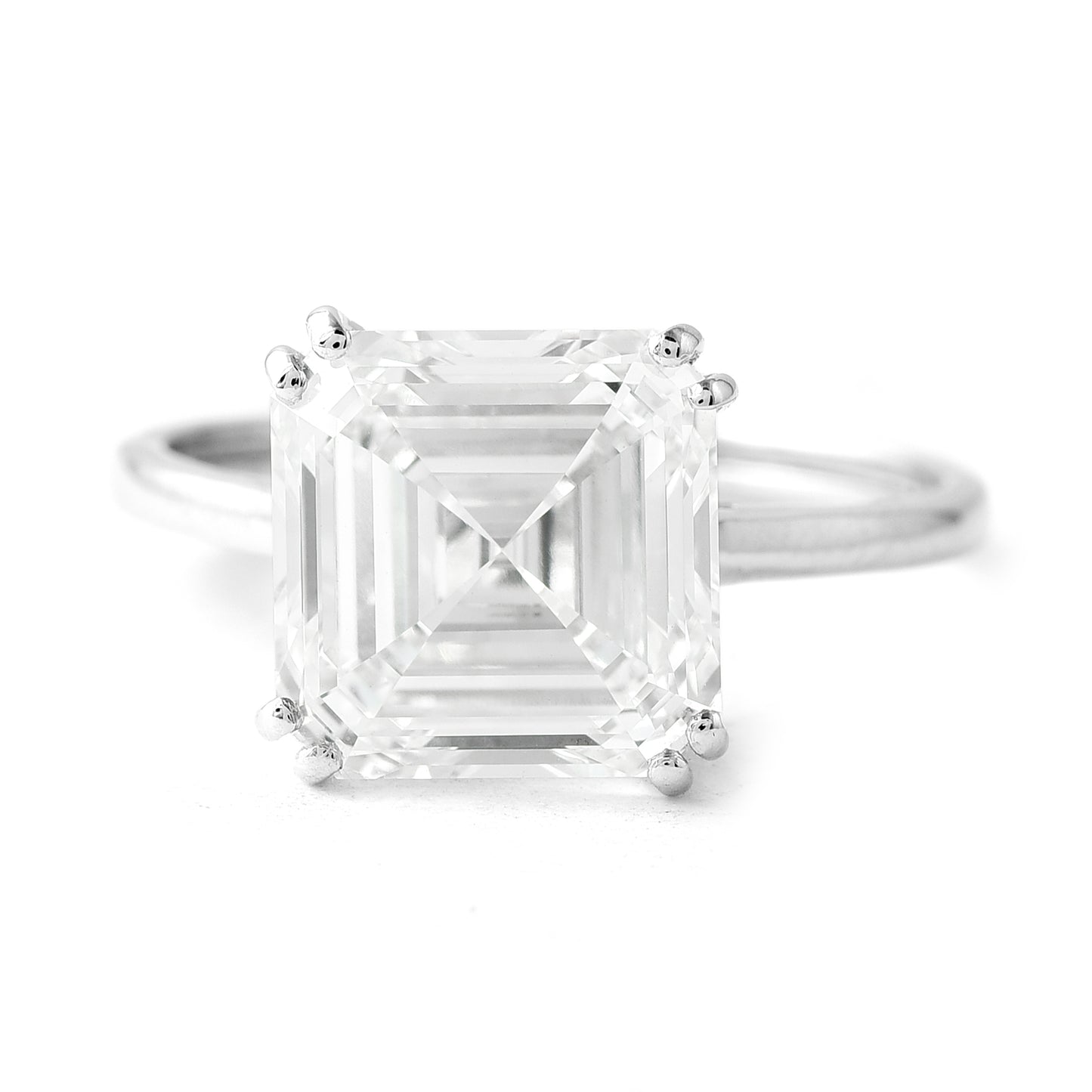 5.00 Ct Square Emerald Cut Lab Grown Diamond 950 Platinum Ring