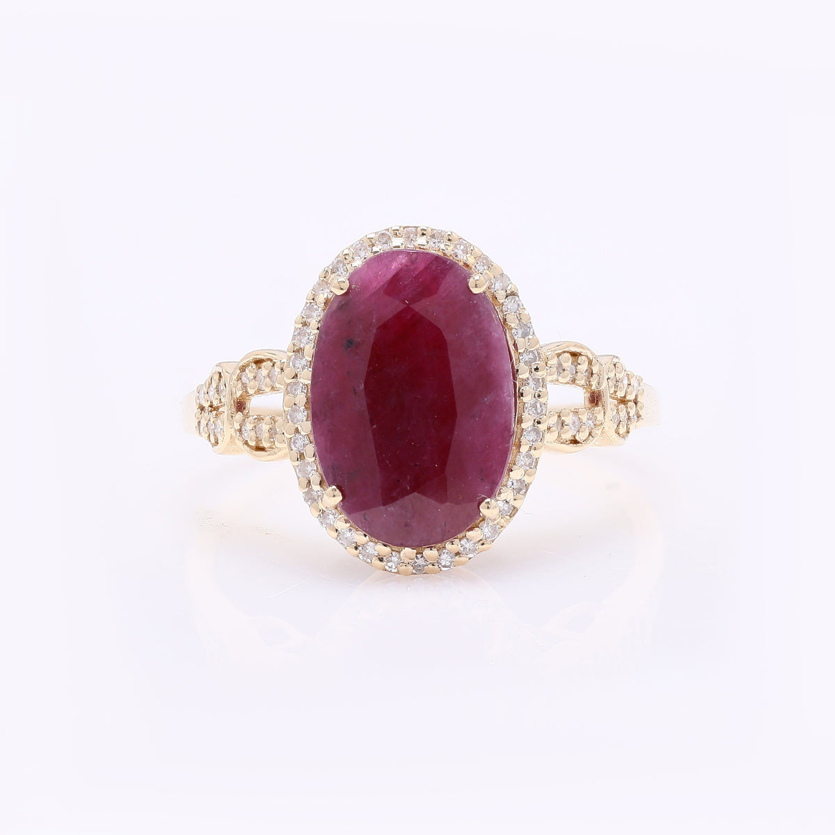 5.14 Ct Oval Mixed Cut Natural Ruby 14K Gold Ring