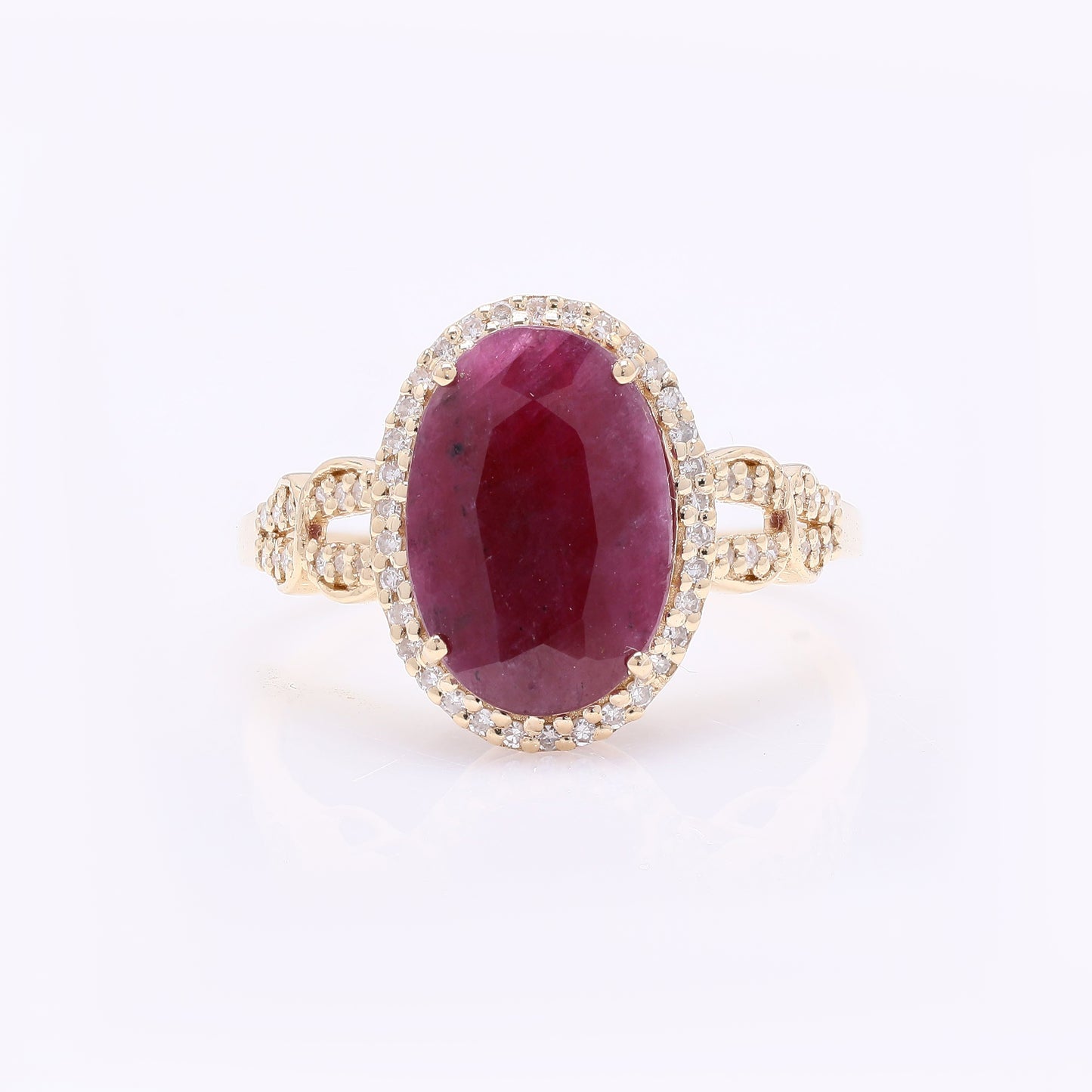 5.14 Ct Oval Mixed Cut Natural Ruby 14K Gold Ring