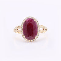 5.14 Ct Oval Mixed Cut Natural Ruby 14K Gold Ring