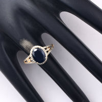 2.44 Ct Oval Mixed Cut Natural Sapphire 14K Gold Ring