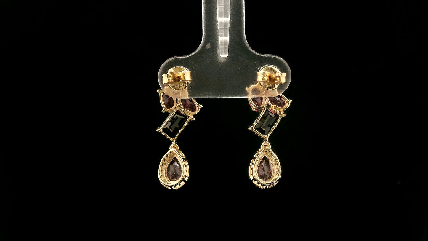 2.65 Ct Pear Tourmaline 14K Gold Earrings