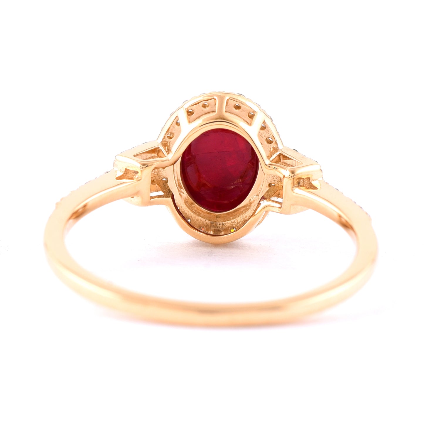 2.39 Ct Oval Cabochon Cut Natural Ruby 14K Gold Ring