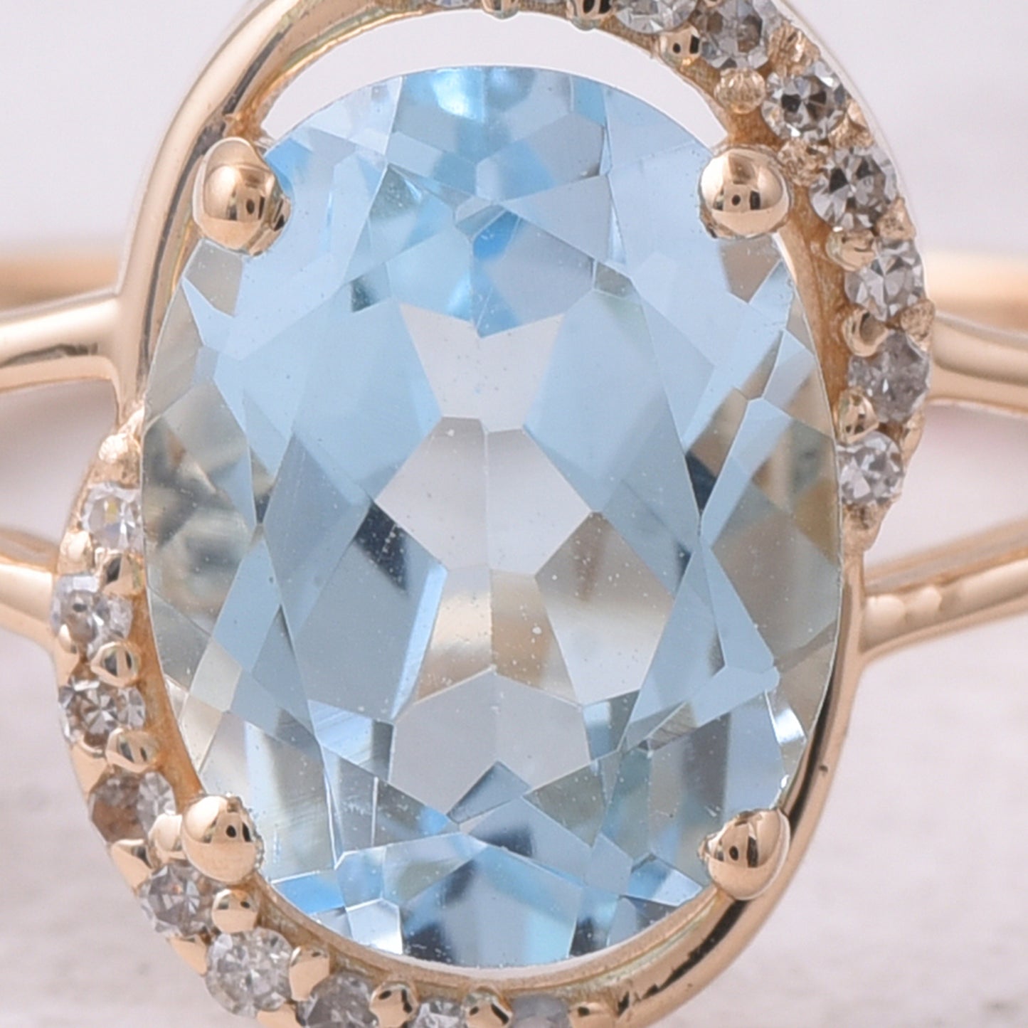2.39 Ct Oval Mixed Cut Natural Topaz 14K Gold Ring