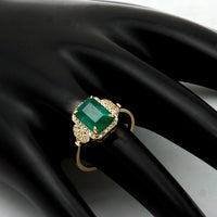 2.61 Ct Octagon Natural Emerald 14K Gold Ring
