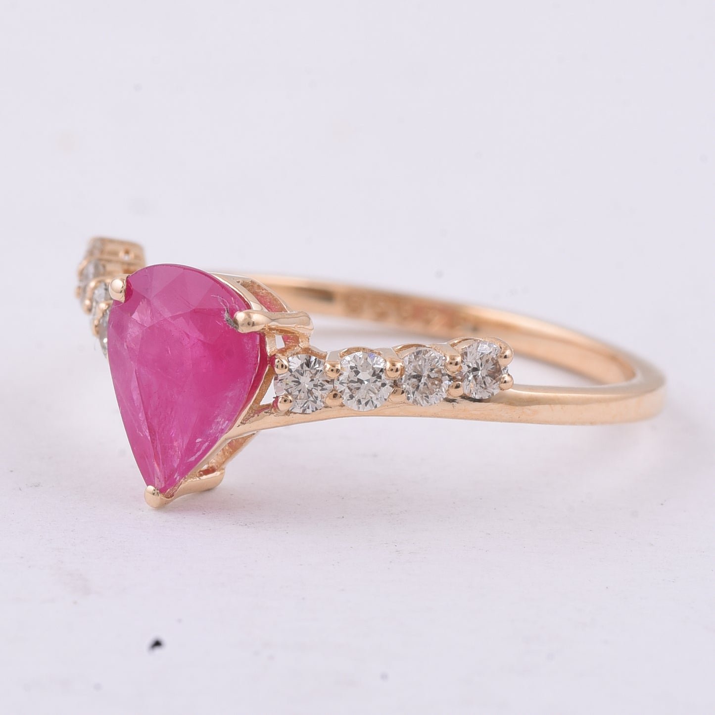 1.39 Ct Pear Natural Ruby 14K Gold Ring