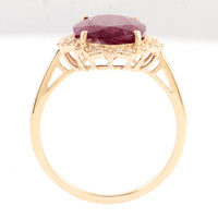 4.81 Ct Oval Mixed Cut Natural Corundum Ruby 14K Gold Ring
