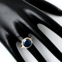 4.51 Ct Cushion Mixed Cut Natural Corundum Sapphire 14K Gold Ring