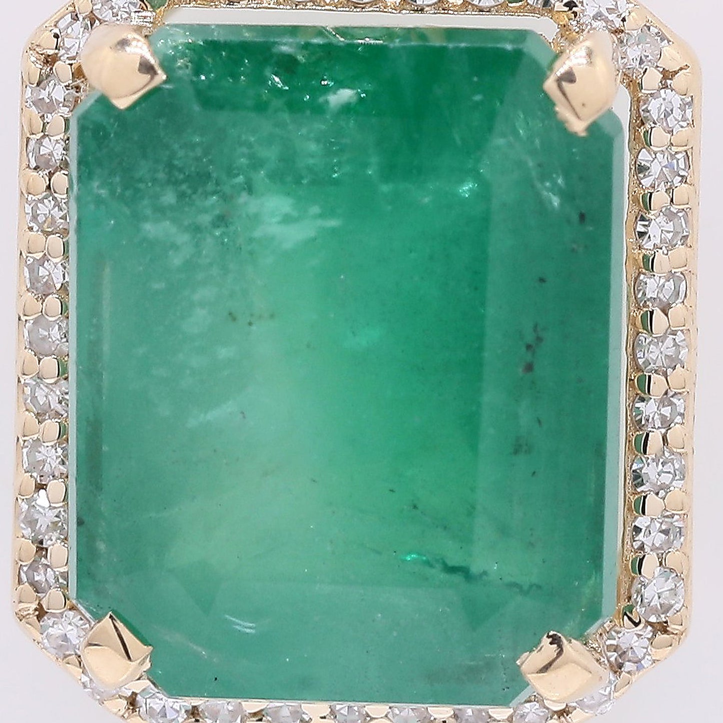 5.44 Ct Octagon Step Cut Natural Emerald 14K Gold Pendant