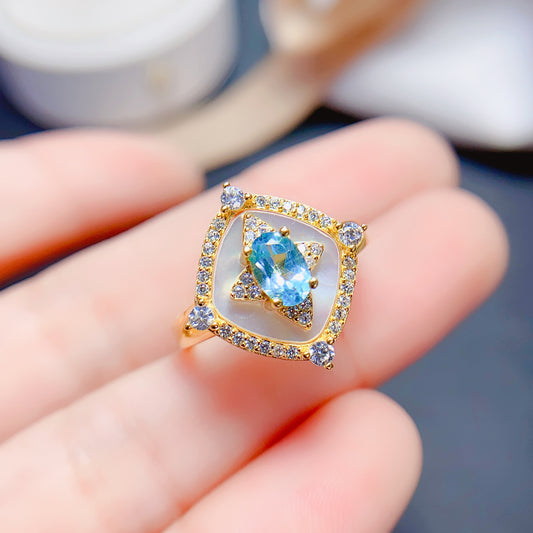 Blue Topaz 925 Sterling Silver Ring