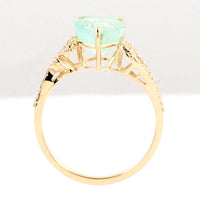2.85 Ct Pear Mixed Cut Natural Beryl Emerald 14K Gold Ring